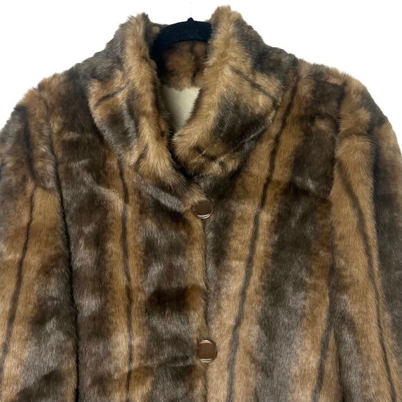 Vintage Norm Thompson Reversible Faux Fur Mid-Length Coat Jacket Size 2X - Picture 4 of 10